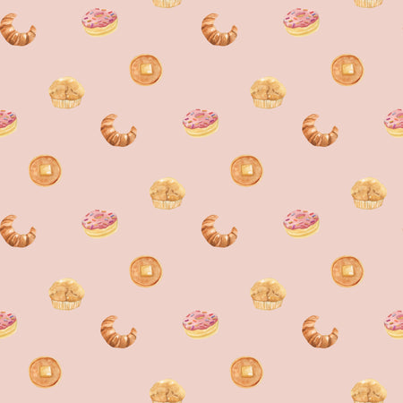 Breakfast Treats Pattern in Pink