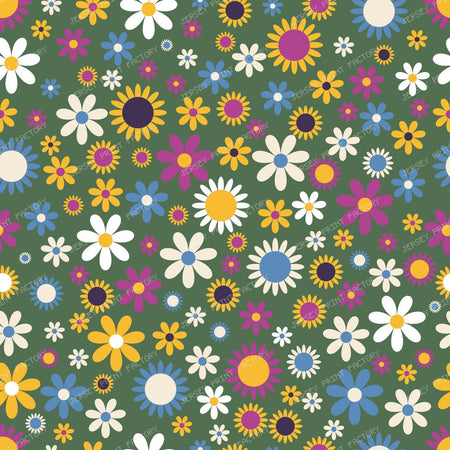 Colorful Flowers, Retro Flowers, Floral Pattern — Colorful 3