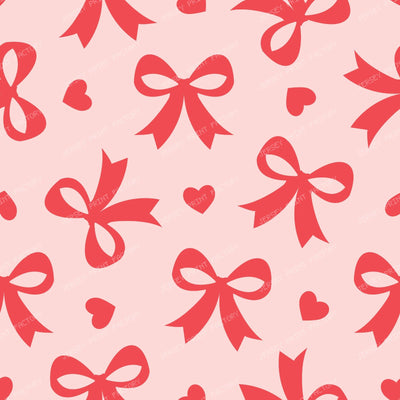 Bow Pattern, Coquette Bow, Ribbon, Cute Bow, White Bow, Hearts, Black — Pink and Red