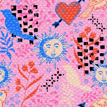 Mother Earth — Hearts & Checks Collage in Pink