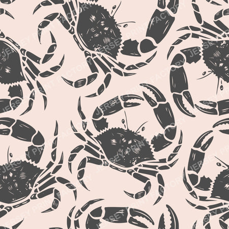 Coastal Crab Pattern. Nautical Beach Seamless Design. Orange red. — Black