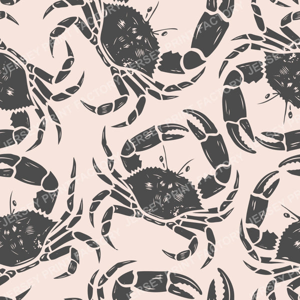 Coastal Crab Pattern. Nautical Beach Seamless Design. Black