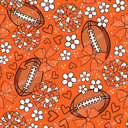 Football Cheerleader Cheer Bows Pom Poms In Orange