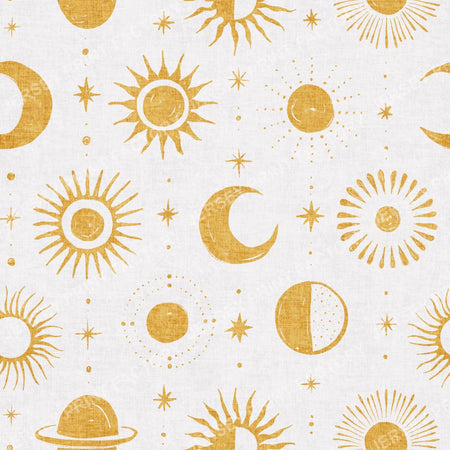 boho celestial mustard yellow on white