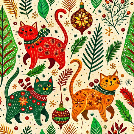Christmas  Folk art With Cats 1