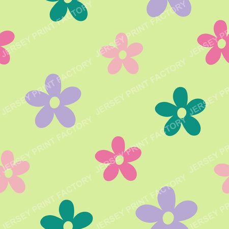 Simple pastel flowers on spring green