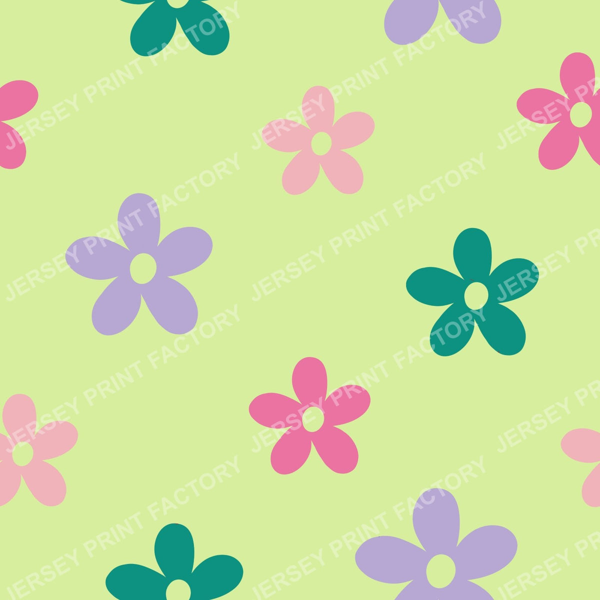 Simple pastel flowers on spring green