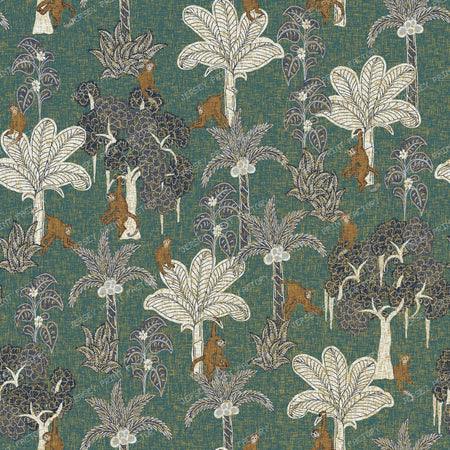 Tropical Monkey Palm Tree Botanical — Teal