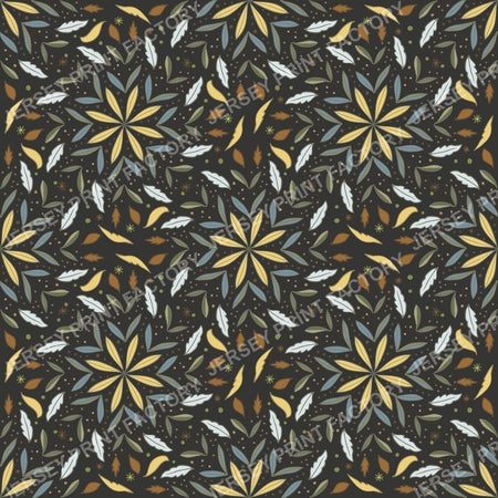 Scattered Leaf Medallion  - charcoal