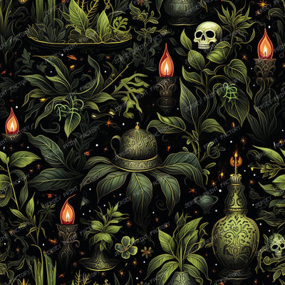 Tarot Card Inspired Print Witches Potions Leaves - Botanical Halloween