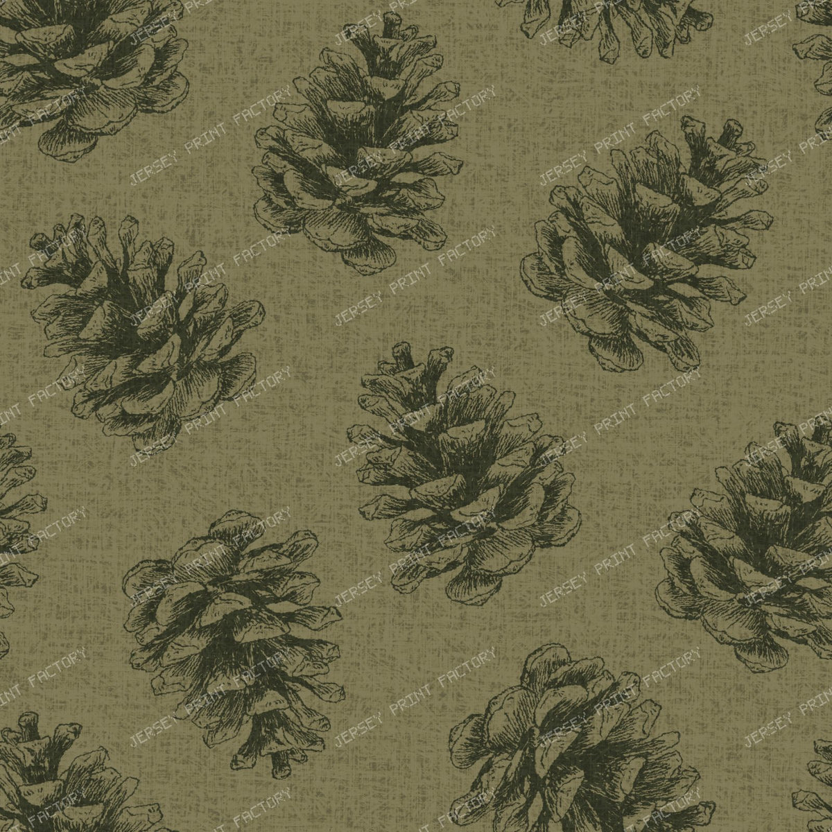 Pine Cone Tossed - Christmas Organic Modern Botanical - Camel Tan — Dark Olive Green