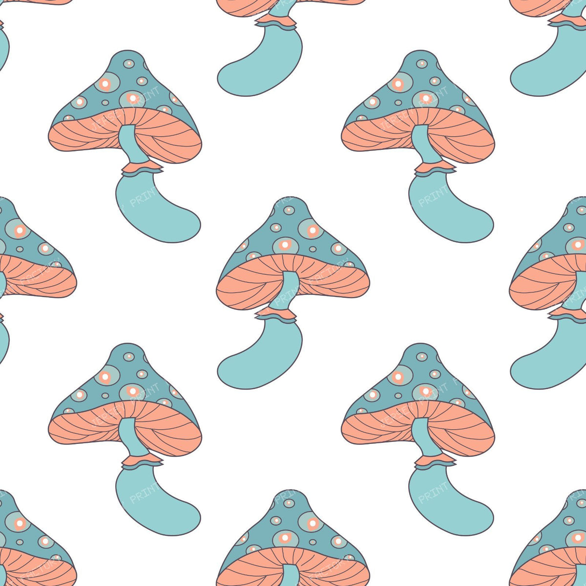 Blue Mushrooms, Pattern Of Mushrooms, Spotted Mushrooms