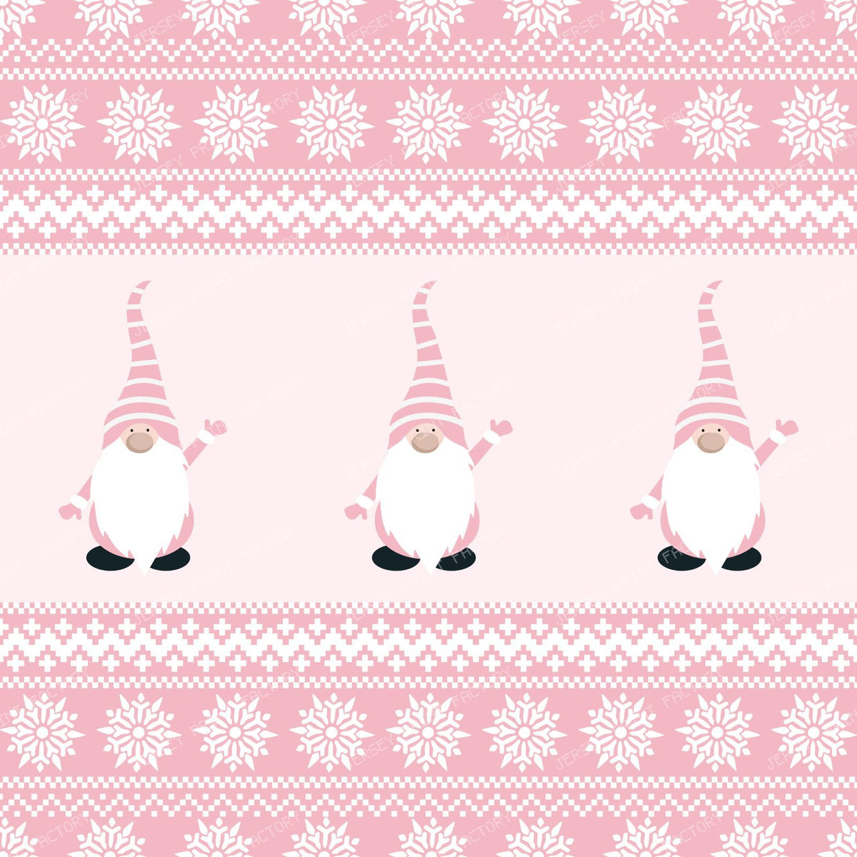 Ugly Christmas Sweater, Snowflakes, Cute Gnome, Blue — Pink