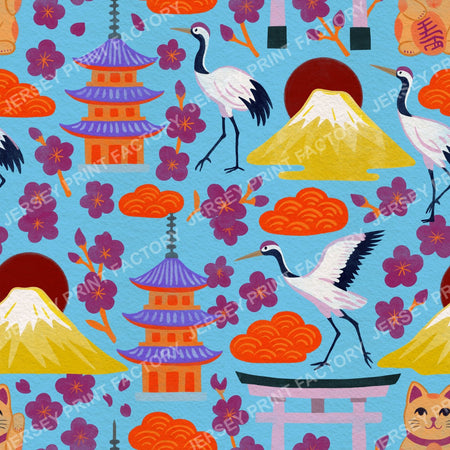 Bright Orange and Purple, springtime Japan — Bright Blue