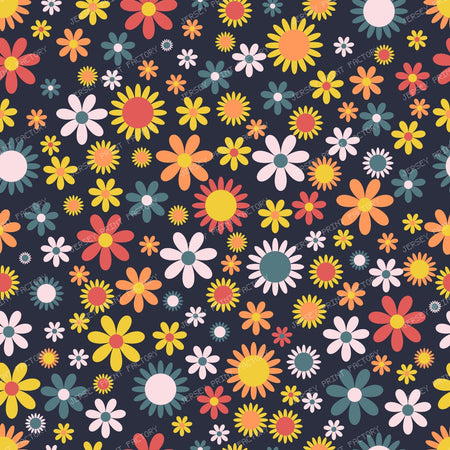 Colorful Flowers, Retro Flowers, Floral Pattern — Colorful 17