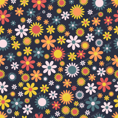 Colorful Flowers, Retro Flowers, Floral Pattern — Colorful 17
