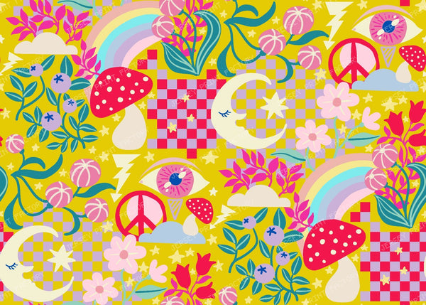 Rainbow Patchwork — Multicolor Cheater Quilt Print
