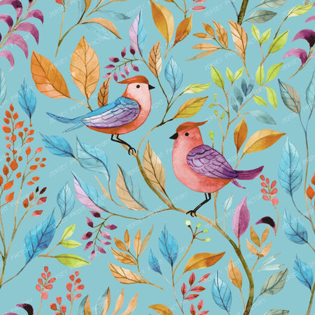 2026 PJP 100 — 63 A rainbow inspired folk art bird print - Blue