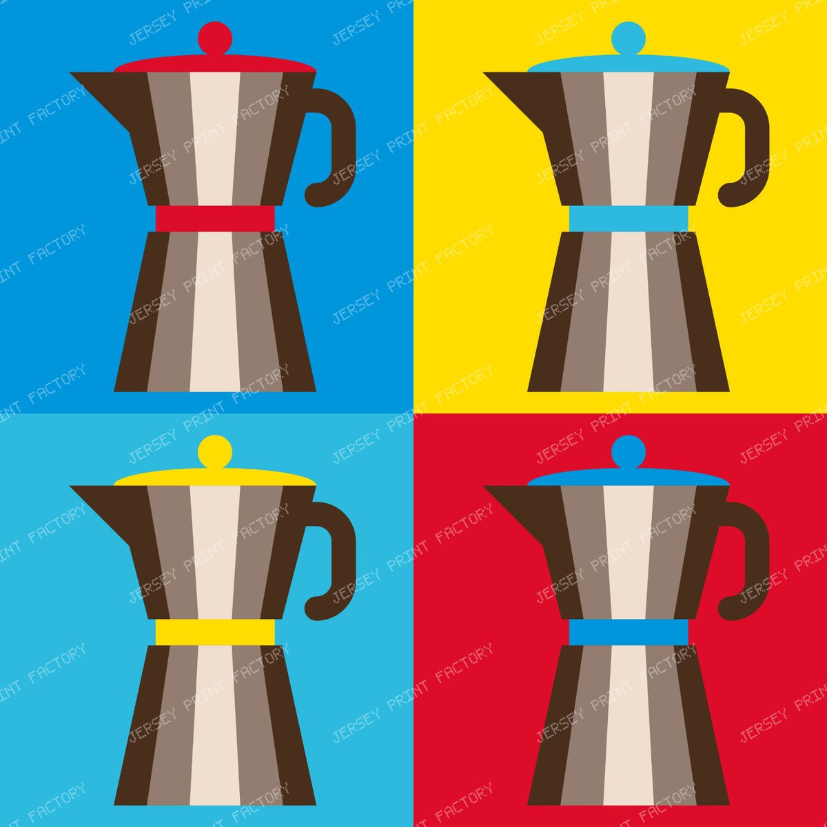 Coffee Pot, Moka Pot, Pop Art, Colorful Squares — Colorful 4