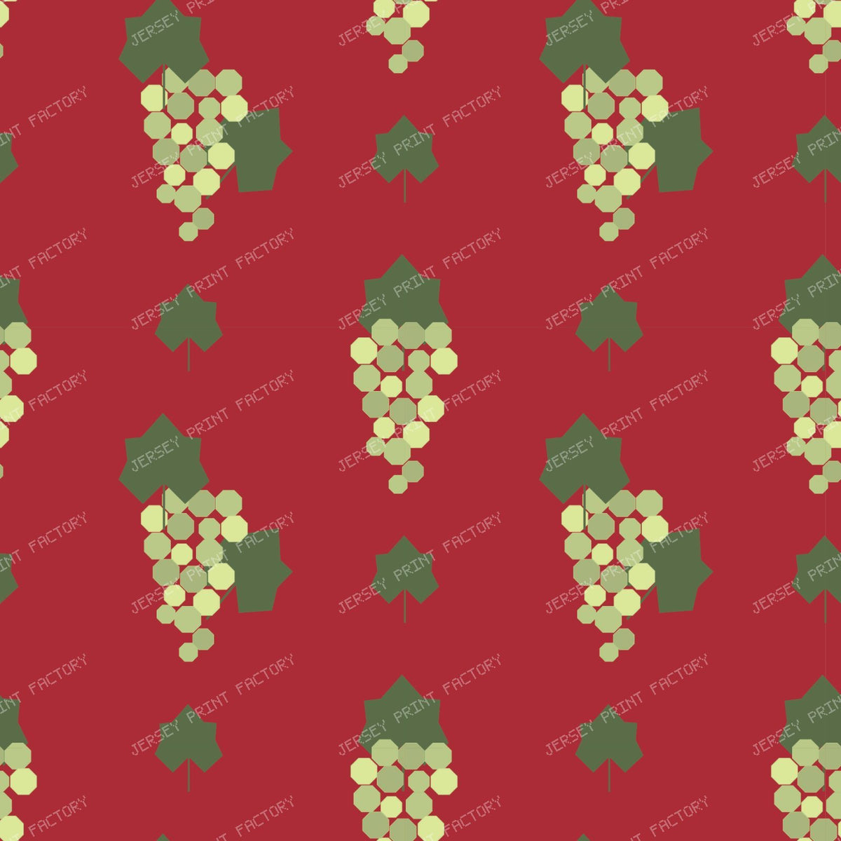 Grapevine Deco Green & Purple Clusters On Red (S) — Red