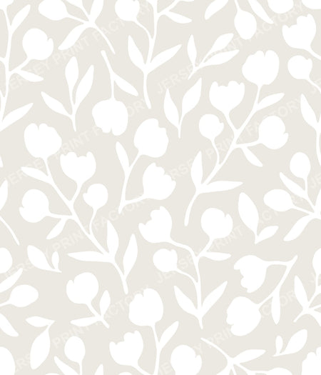 Fleurline - Modern Vintage Floral Silhouette - White on Light Sage