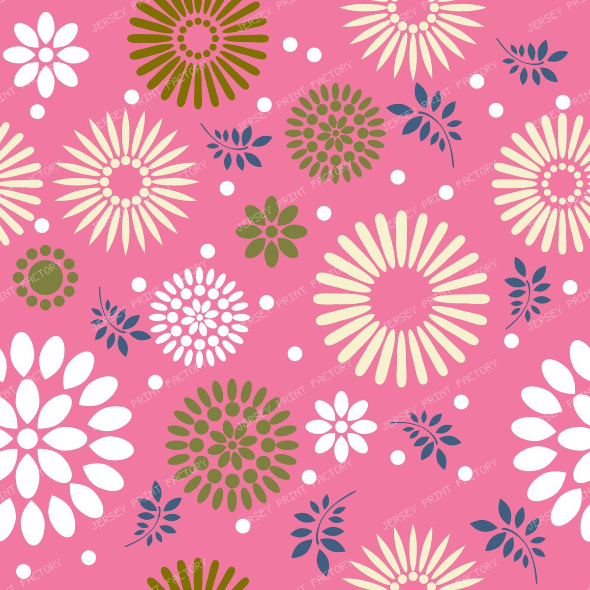 Colorful Flowers, Retro Flowers, Leaves, Dots, Floral Pattern — Colorful 3