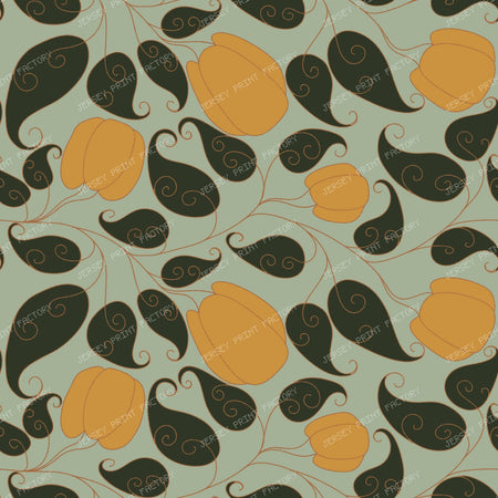 Scrolling Pumpkin Vine Fall Botanical/ Old Harves Lane Sage and Goldenrod