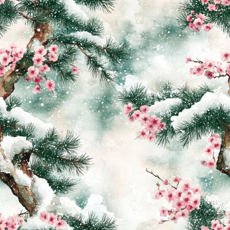 Winter Sakura & Snowy Pine Melancholy