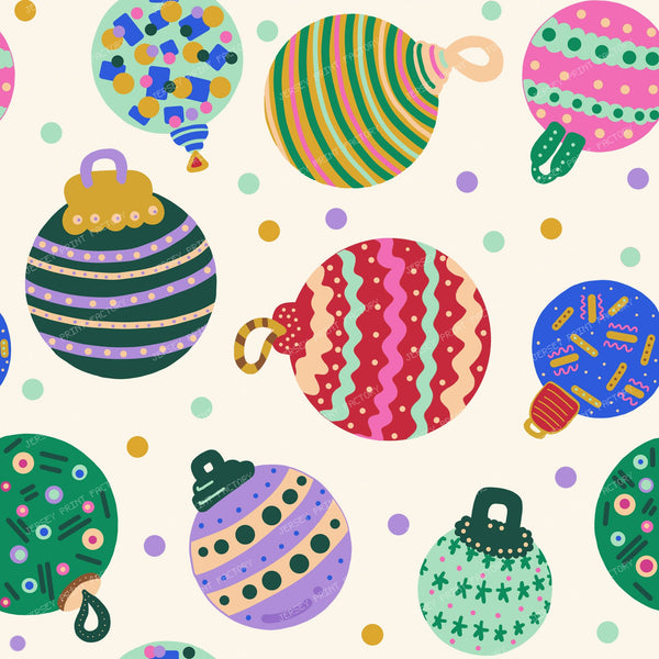 Christmas Baubles on Cream - Festive Holiday Ornaments