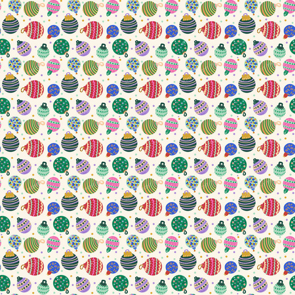 Christmas Baubles on Cream - Festive Holiday Ornaments