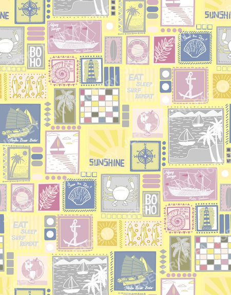 Modern Mid Century Oceanic Nautical in Yellow