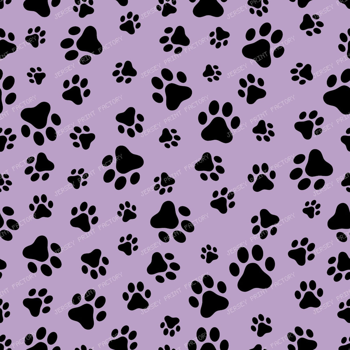 Pattern Of Paws, Dog Paws, Black and White — Purple 8