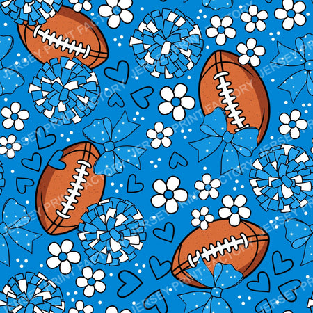 Football Cheerleader Cheer Bows Pom Poms In Blue