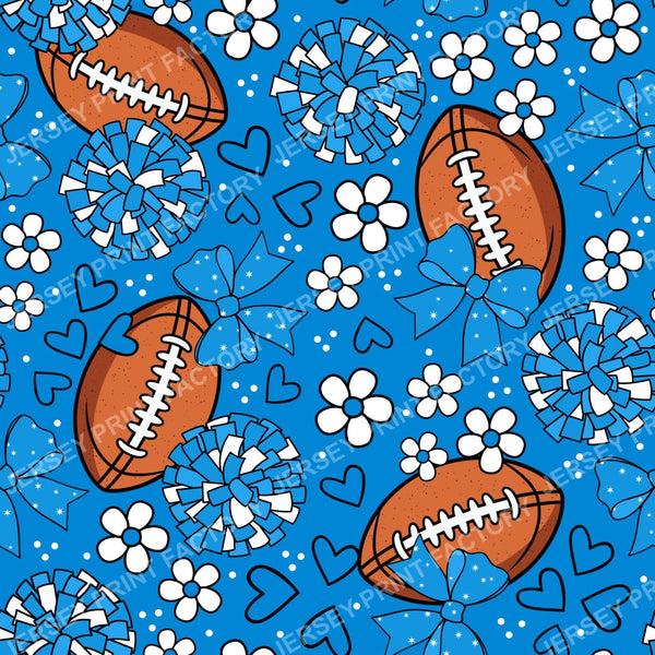 Football Cheerleader Cheer Bows Pom Poms In Blue