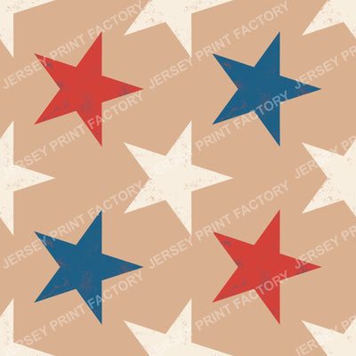 Retro Patriotic Stars Pattern. Vintage Americana Star pattern. Beige