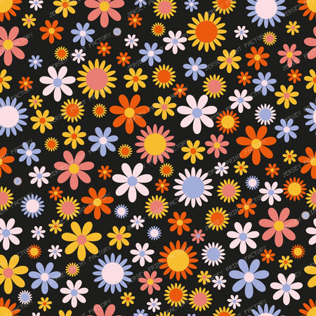 Colorful Flowers, Retro Flowers, Floral Pattern — Colorful 2