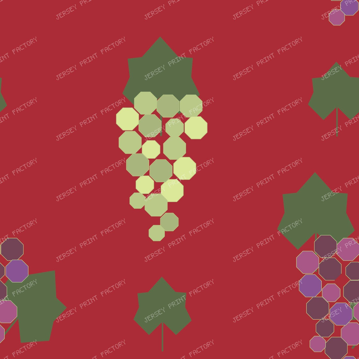 Grapevine Deco Green & Purple Clusters On Red (L)