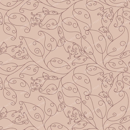 Art Deco Trailing Vine Bunnies in Blush Pink and Burgundy