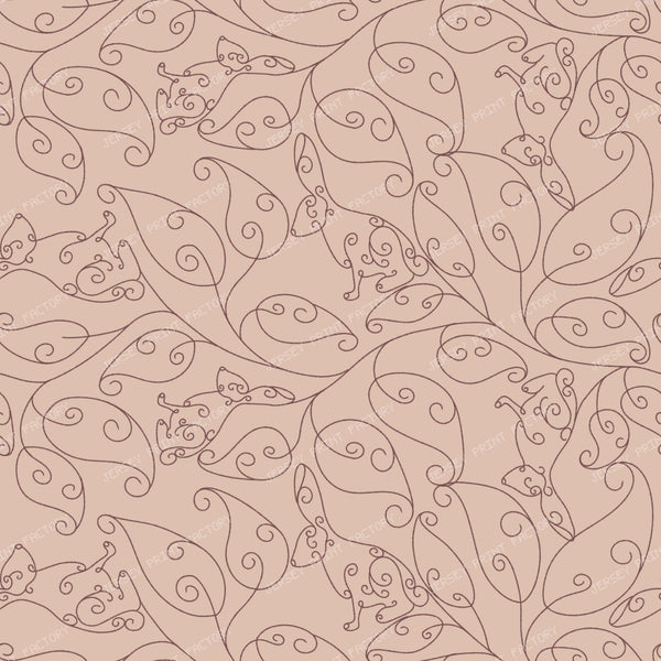 Art Deco Trailing Vine Bunnies in Blush Pink and Burgundy