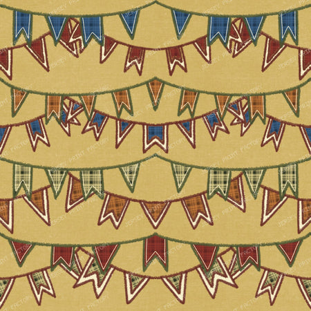 Plaid Harvest Festival Bunting Flags/ Old Harvest Lane Goldenrod