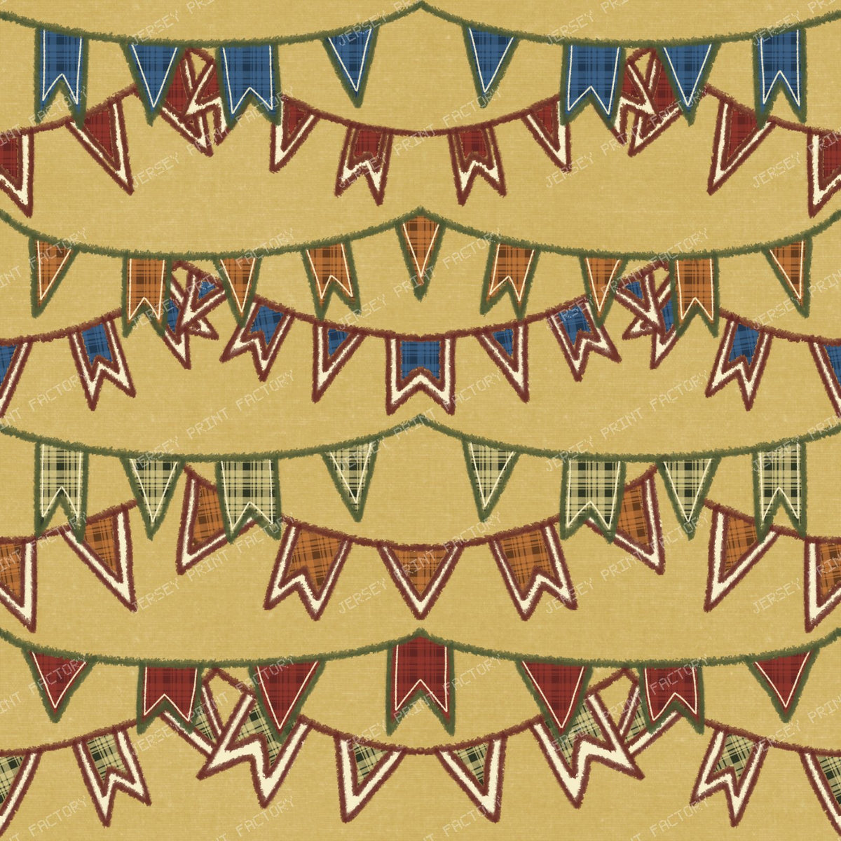 Plaid Harvest Festival Bunting Flags/ Old Harvest Lane Goldenrod