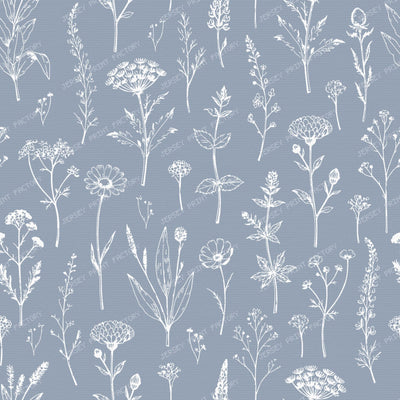 Wildflower Meadow Organic Vintage Botanicals - Mint Green — Slate Blue