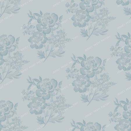 Etta - Watercolour Floral  Bunches   Dusky Blue