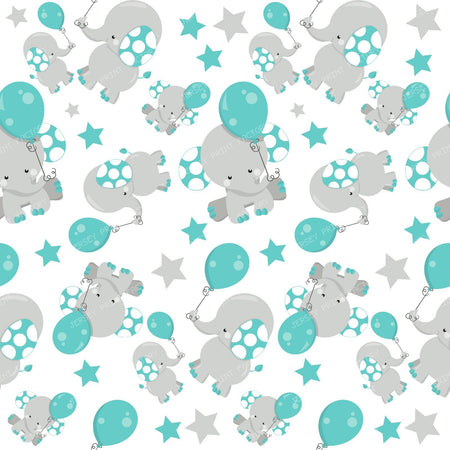 Pattern Of Blue Elephants, Cute Elephants, Stars — Blue 2