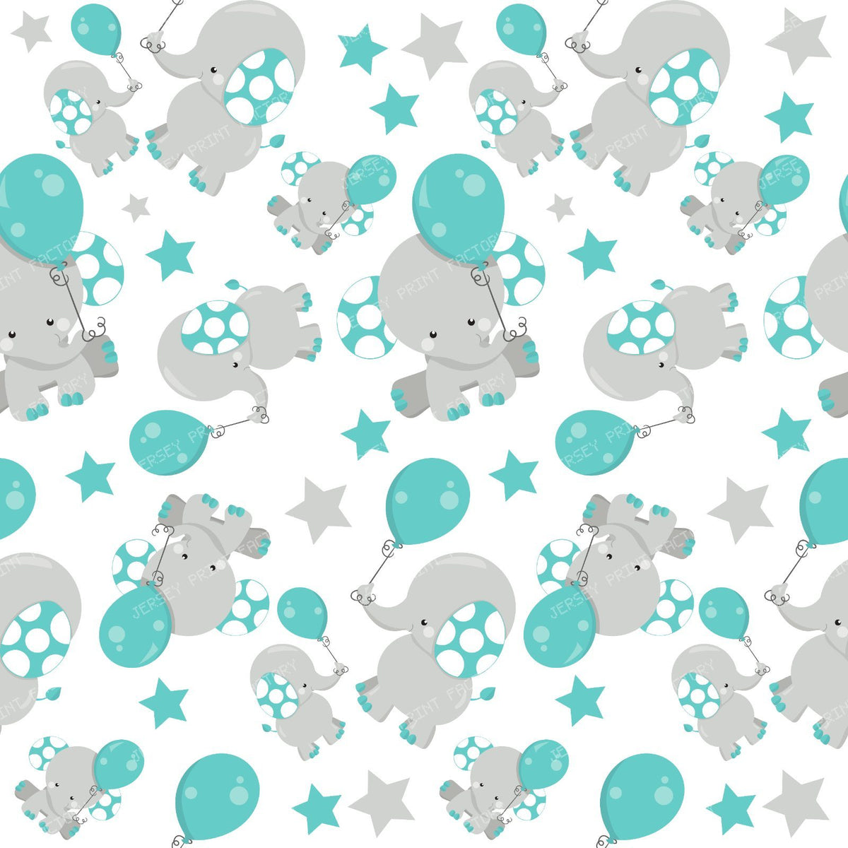 Pattern Of Blue Elephants, Cute Elephants, Stars — Blue 2