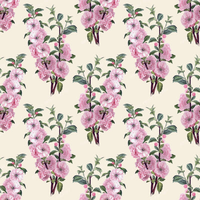 Pink Flowers, Cherry Blossom, Sakura, Floral Pattern — Beige