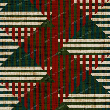 Maximalist Christmas Geometric Weave in Red and Green — beige