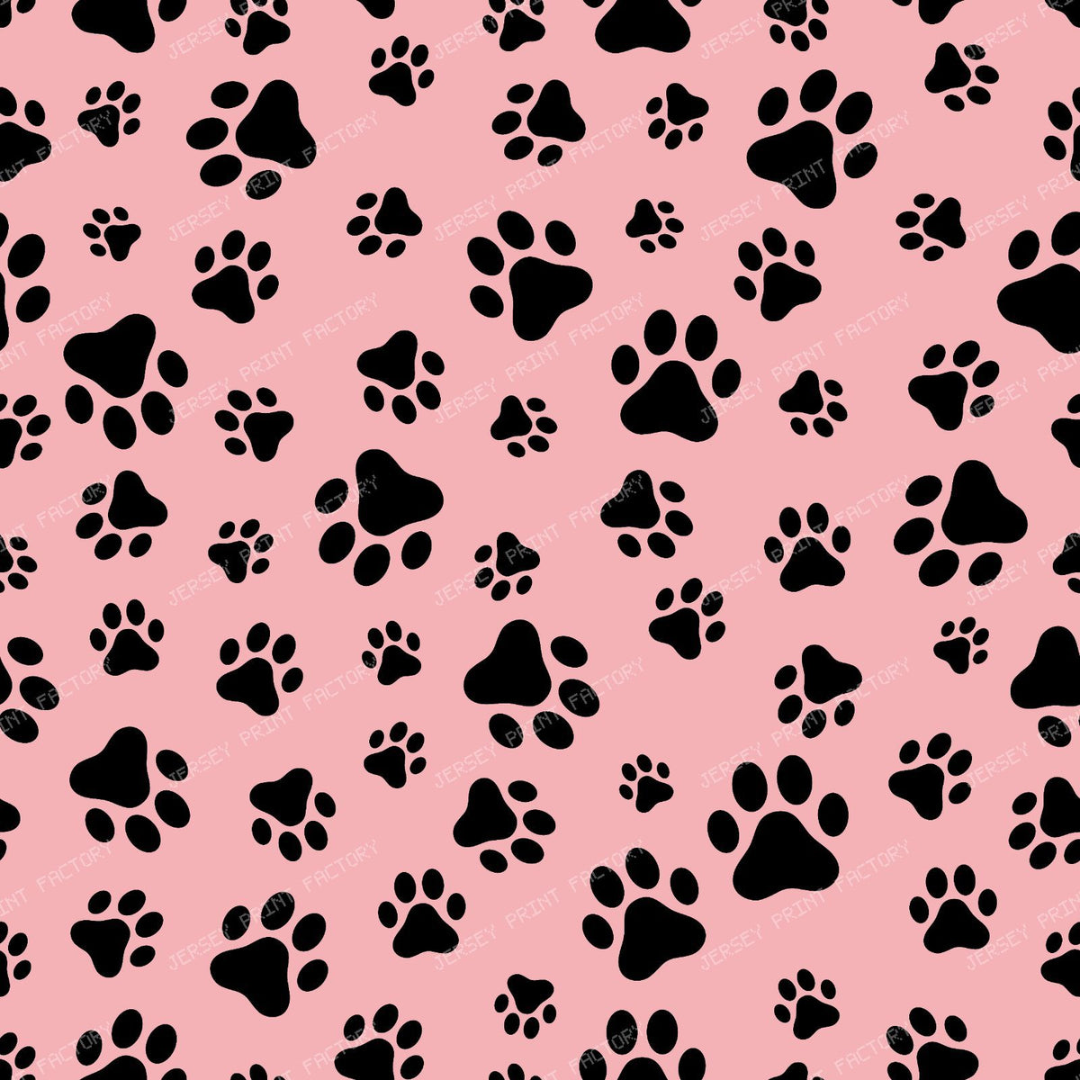 Pattern Of Paws, Dog Paws, Black and White — Pink 7