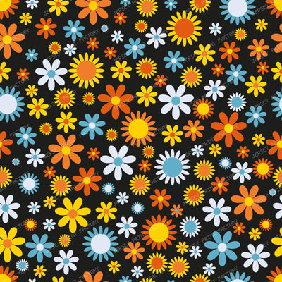 Colorful Flowers, Retro Flowers, Floral Pattern