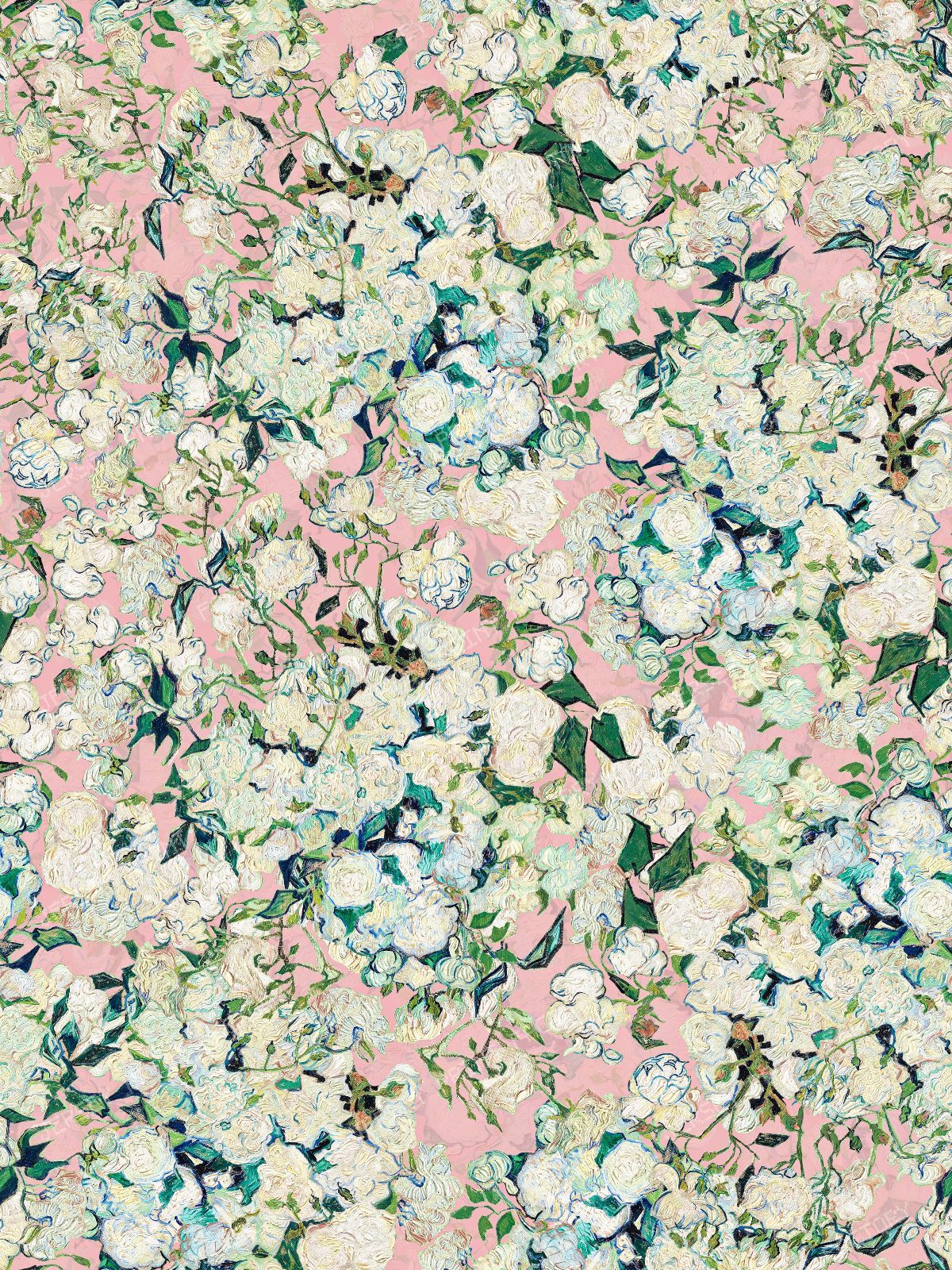Vincent van Gogh Original Roses - Post Impressionist Museum Masterpiece - Turquoise — Pink